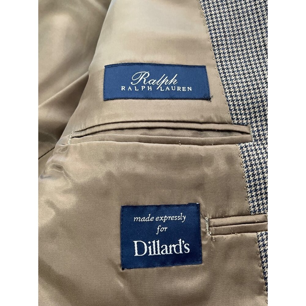 Ralph Lauren Houndstooth Blazer Jacket Dillards Sports Coat Brwon Mens 46L - Picture 3 of 7